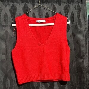 Zara Vibrant Red Knit Crop Top